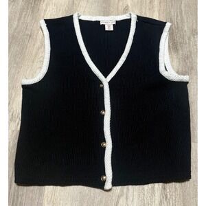 Sincerely‎ Jule Black Knit Vest XL Sleeveless Cardigan Sweater Top